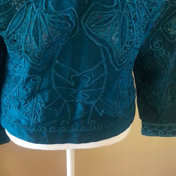 Sandy Starkman Appliqué Jacket 100% Silk - Picture 7 of 12